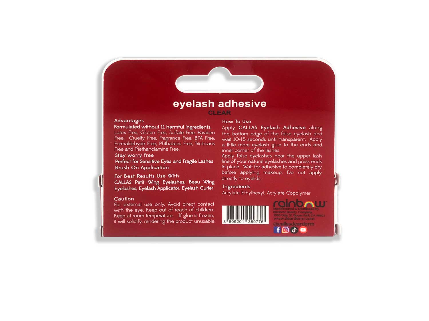 CALLAS EYELASH ADHESIVE - CLEAR EYELASH GLUE 5g (10pcs) CALLAS EYELASH ADHESIVE - CLEAR EYELASH GLUE 5g (10pcs)