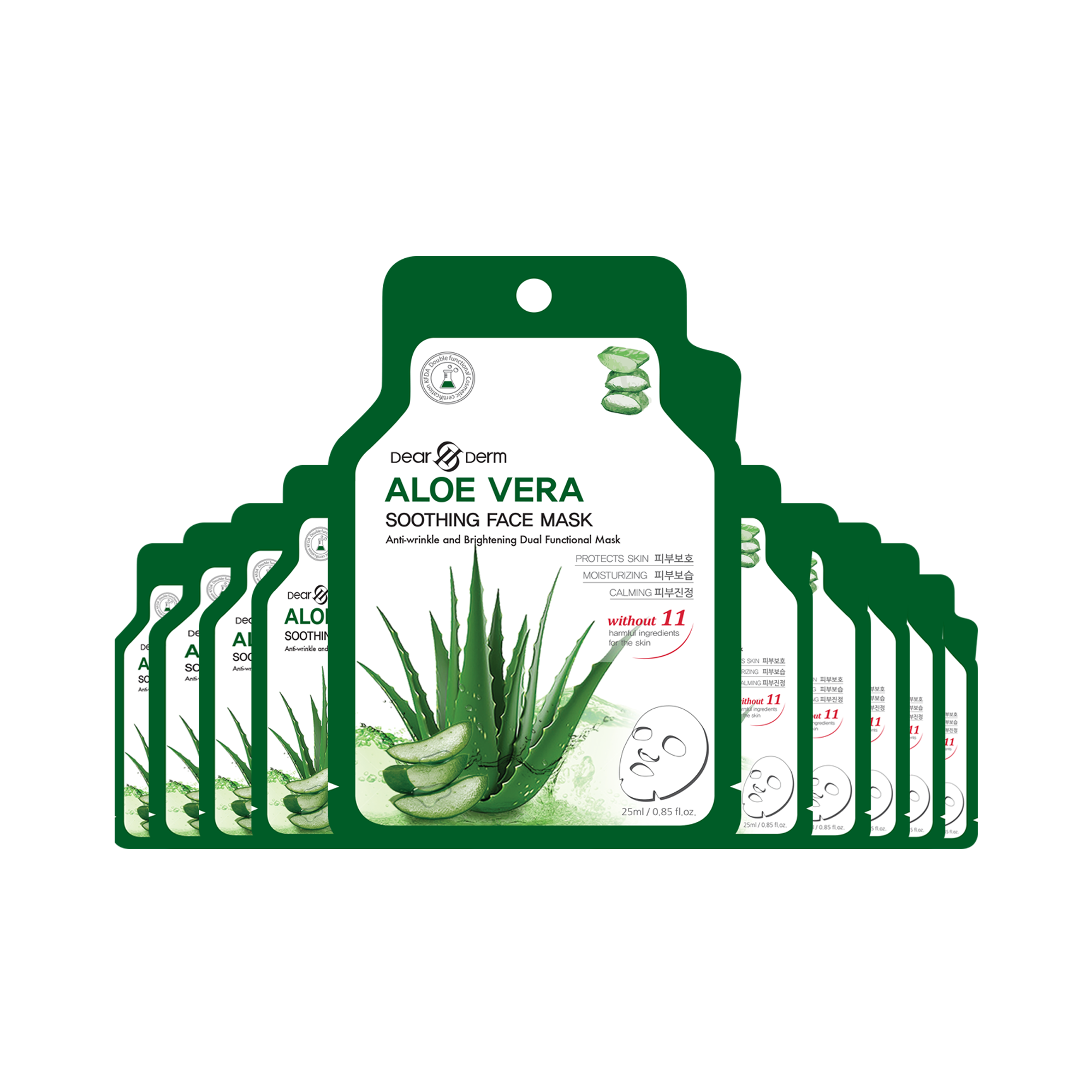 Dearderm Aloe Vera Soothing Face Mask Sheet 25ml / 0.85 fl.oz. Dearderm Aloe Vera Soothing Face Mask Sheet 25ml / 0.85 fl.oz.