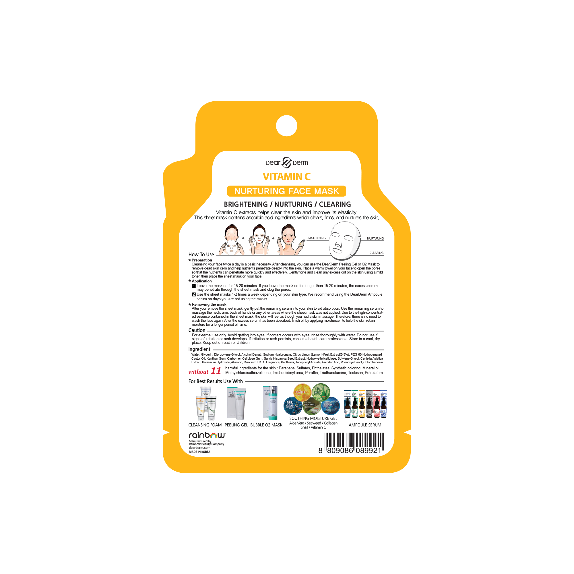 Dearderm Vitamin C Nurturing Face Mask Sheet 25ml / 0.85 fl.oz. Dearderm Vitamin C Nurturing Face Mask Sheet 25ml / 0.85 fl.oz.